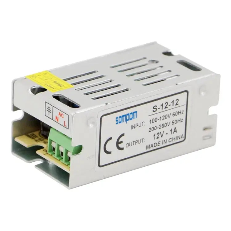 SOMPOM S-12-12 12W 12V 1A Iron Shell Driver LED Light Strip Lighting Monitor Power Supply 12W 1A - 12W 1A