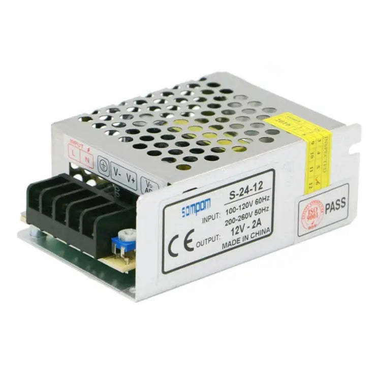 SOMPOM S-24-12 24W 12V 2A Iron Shell Driver LED Light Strip Lighting Monitor Power Supply 24W 2A - 24W 2A