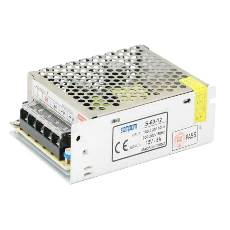 SOMPOM S-60-12 60W 12V 5A Iron Shell Driver LED Light Strip Lighting Monitor Power Supply 60W 5A - 60W 5A