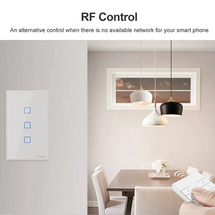 Sonoff T2 Touch 120mm Tempered Glass Panel Wall Switch Smart Home Light Touch Switch Compatible with Alexa and Google