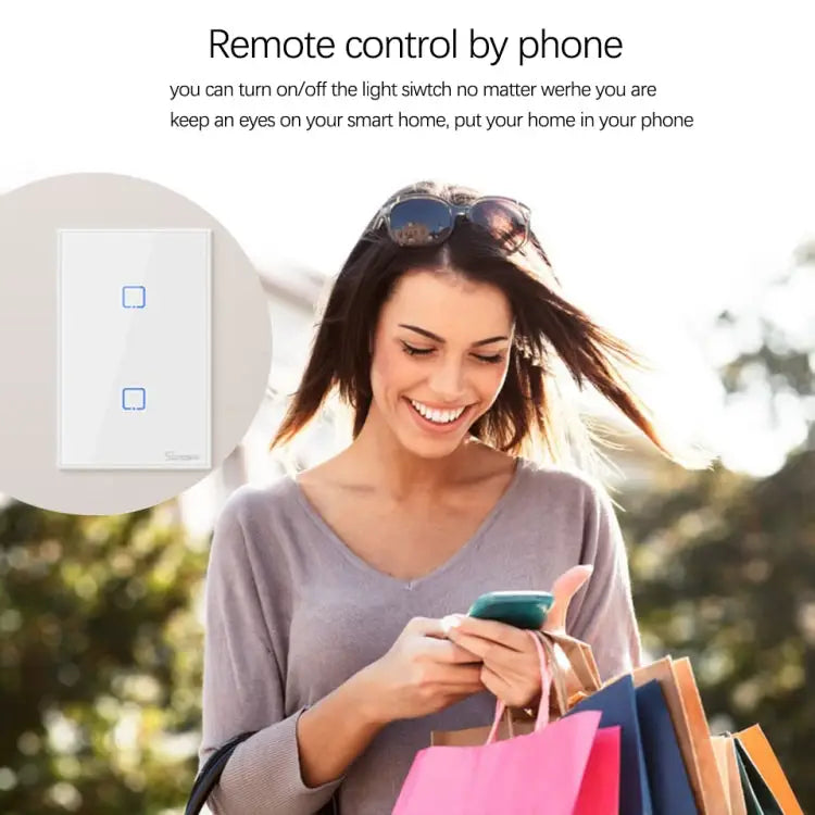 Sonoff T2 Touch 120mm Tempered Glass Panel Wall Switch Smart Home Light Touch Switch Compatible with Alexa and Google