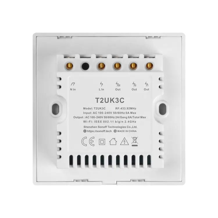 Sonoff T2 Touch 86mm Tempered Glass Panel Wall Switch Smart Home Light Touch Switch Compatible with Alexa and Google