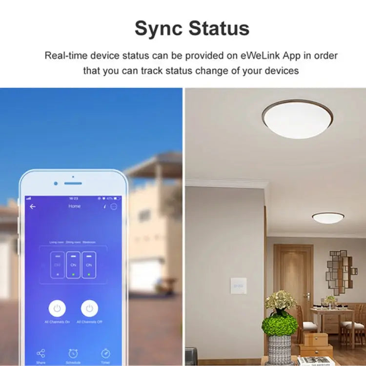 Sonoff T2 Touch 86mm Tempered Glass Panel Wall Switch Smart Home Light Touch Switch Compatible with Alexa and Google
