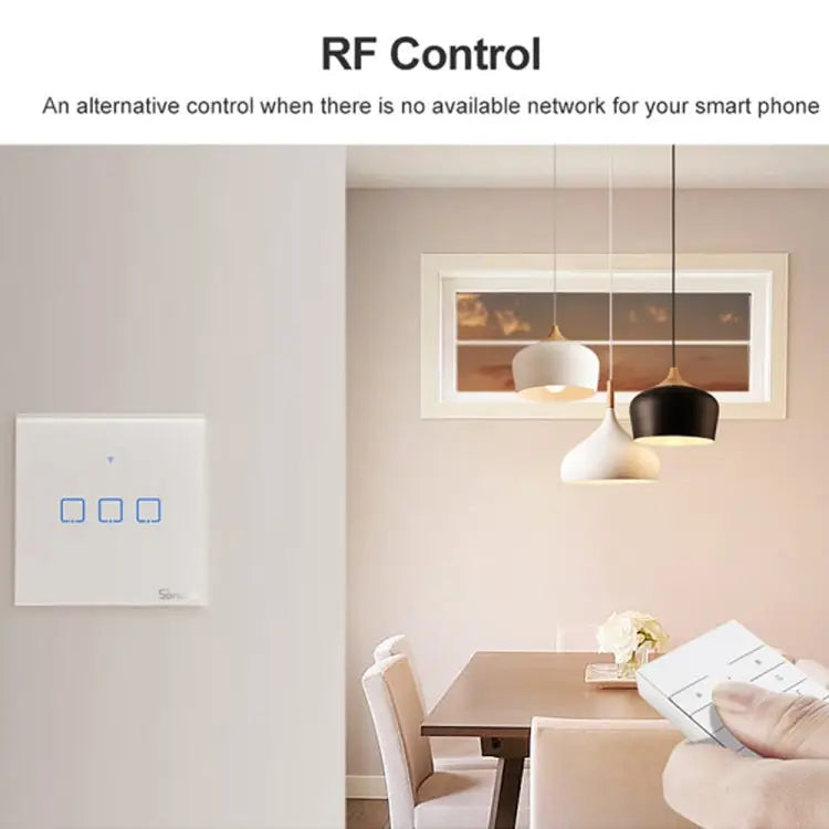 Sonoff T2 Touch 86mm Tempered Glass Panel Wall Switch Smart Home Light Touch Switch Compatible with Alexa and Google
