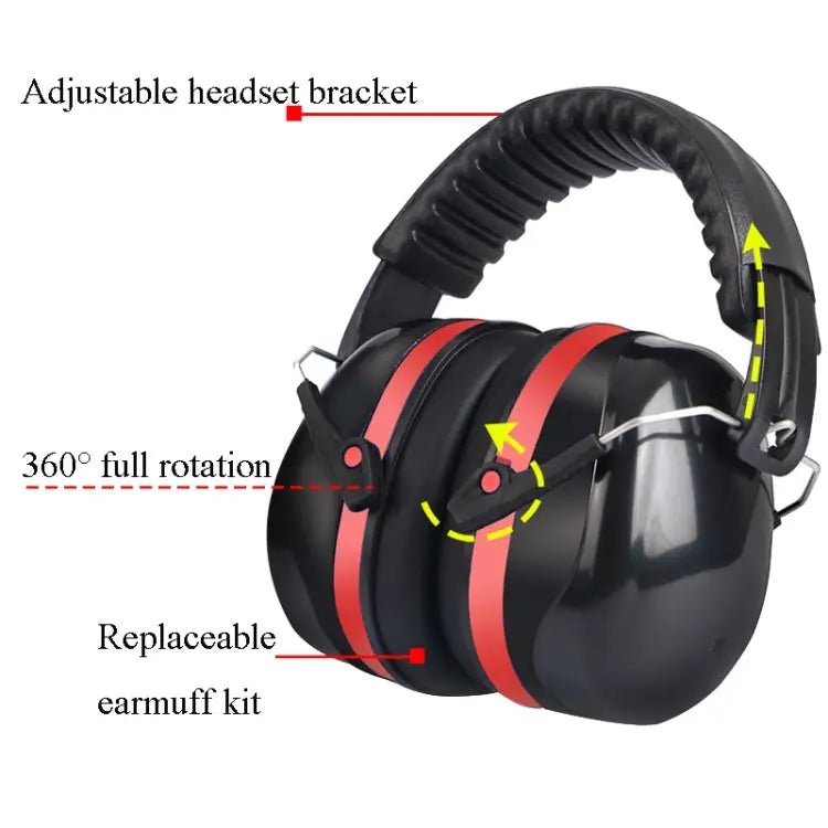 Soundproof Earmuffs Noise-Proof Sleep Earmuffs Industrial Protective Earmuffs Ear Caps Red Black Blue Black Black