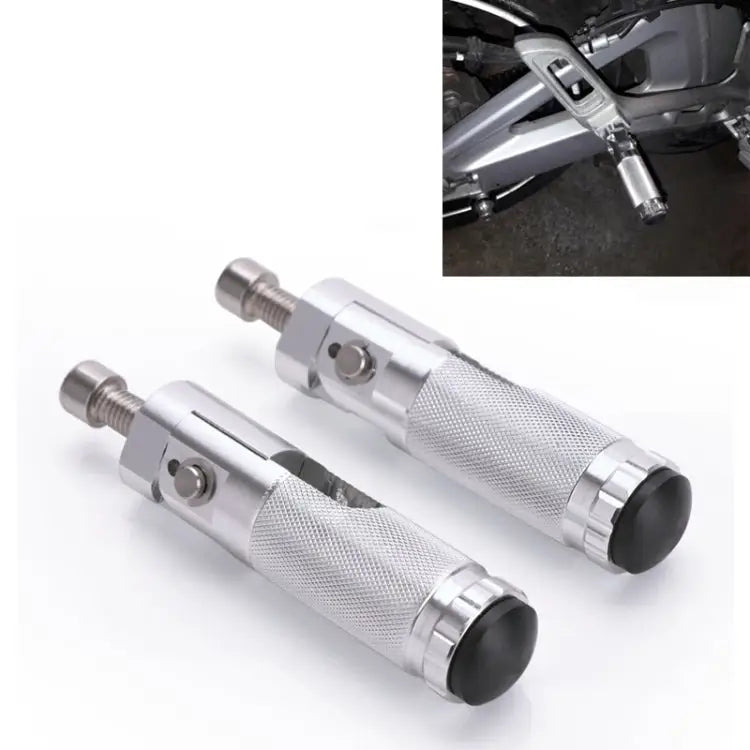 Speedpark 1 Pair Universal Folding Footrests Footpegs Foot Rests Pegs Rear Pedals Set 8mm Install Bolts - Silver