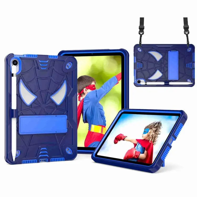Spider Texture Silicone Hybrid PC Tablet Case with Shoulder Strap For iPad 10.2 2021 / 2020 / 2019 For iPad mini 6