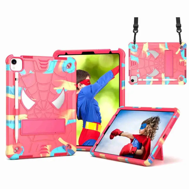 Spider Texture Silicone Hybrid PC Tablet Case with Shoulder Strap For iPad 10th Gen 10.9 2022 For iPad Pro 11 2021