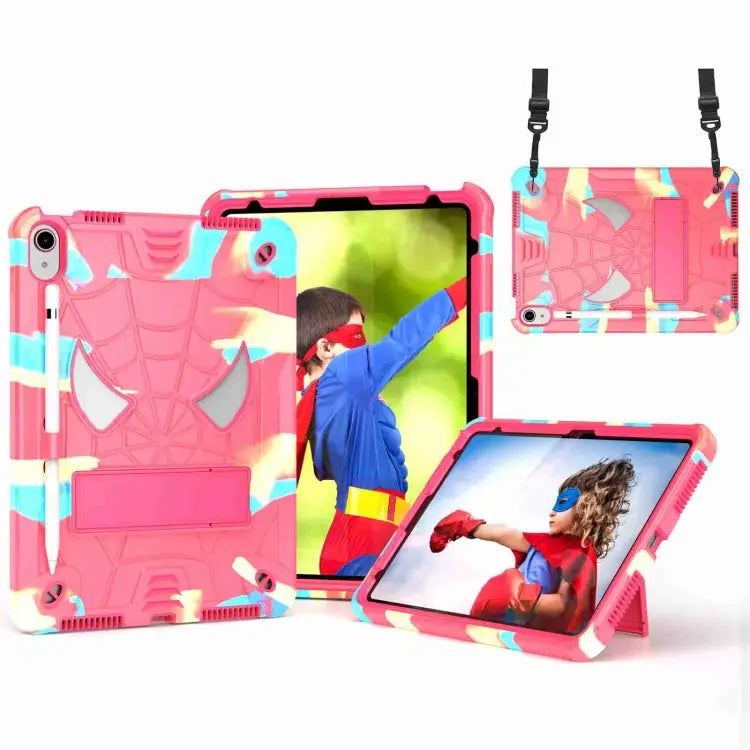 Spider Texture Silicone Hybrid PC Tablet Case with Shoulder Strap For iPad 10th Gen 10.9 2022 For iPad Pro 11 2021