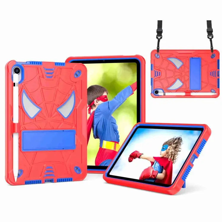 Spider Texture Silicone Hybrid PC Tablet Case with Shoulder Strap For iPad 10.2 2021 / 2020 / 2019 For iPad mini 6