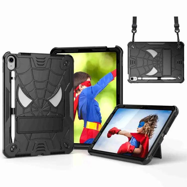 Spider Texture Silicone Hybrid PC Tablet Case with Shoulder Strap For iPad 10th Gen 10.9 2022 For iPad Pro 11 2021
