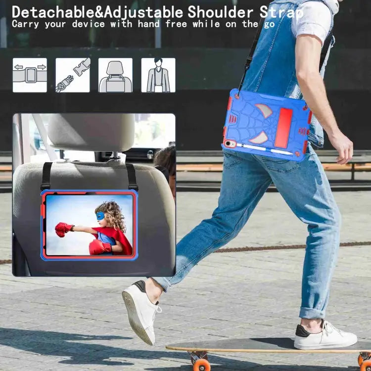 Spider Texture Silicone Hybrid PC Tablet Case with Shoulder Strap For iPad 10th Gen 10.9 2022 For iPad Pro 11 2021