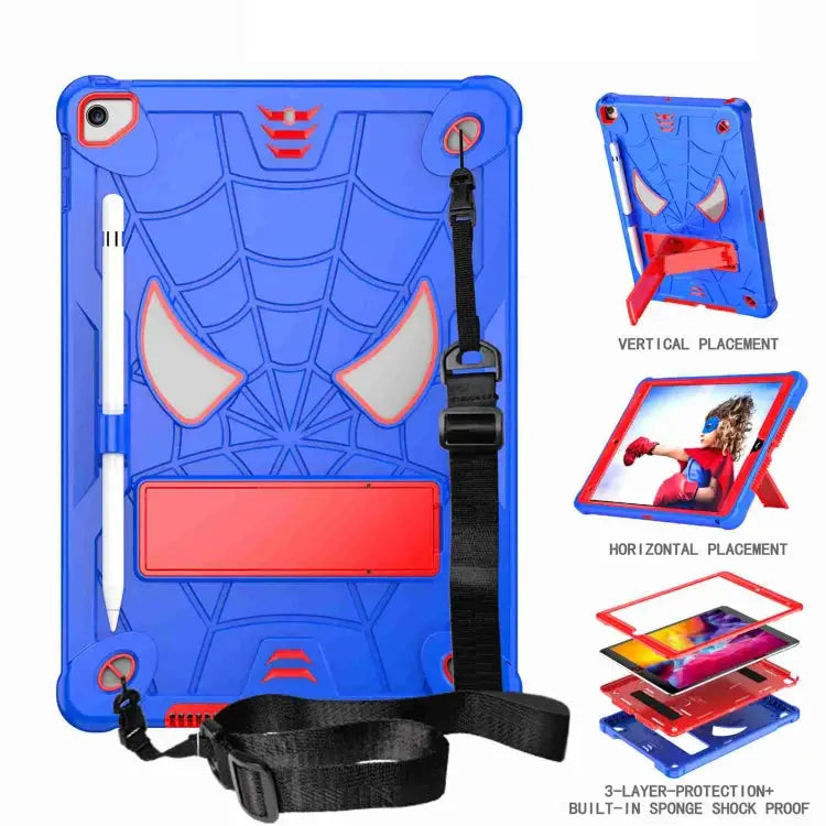 Spider Texture Silicone Hybrid PC Tablet Case with Shoulder Strap For iPad 10.2 2021 / 2020 / 2019 For iPad mini 6