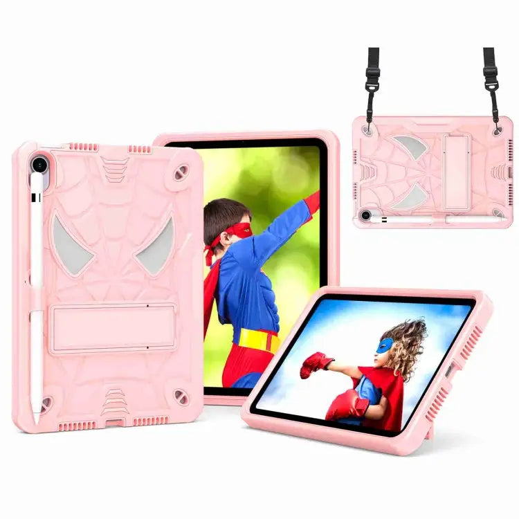 Spider Texture Silicone Hybrid PC Tablet Case with Shoulder Strap For iPad 10.2 2021 / 2020 / 2019 For iPad mini 6