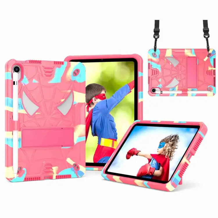 Spider Texture Silicone Hybrid PC Tablet Case with Shoulder Strap For iPad 10.2 2021 / 2020 / 2019 For iPad mini 6