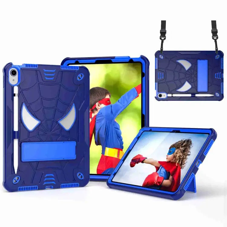 Spider Texture Silicone Hybrid PC Tablet Case with Shoulder Strap For iPad 10th Gen 10.9 2022 For iPad Pro 11 2021