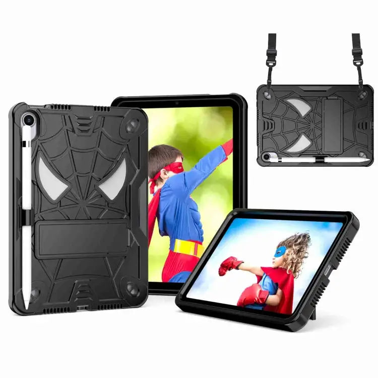 Spider Texture Silicone Hybrid PC Tablet Case with Shoulder Strap For iPad 10.2 2021 / 2020 / 2019 For iPad mini 6
