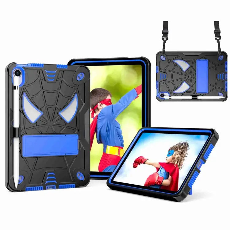 Spider Texture Silicone Hybrid PC Tablet Case with Shoulder Strap For iPad 10.2 2021 / 2020 / 2019 For iPad mini 6