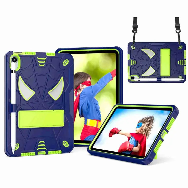 Spider Texture Silicone Hybrid PC Tablet Case with Shoulder Strap For iPad 10.2 2021 / 2020 / 2019 For iPad mini 6