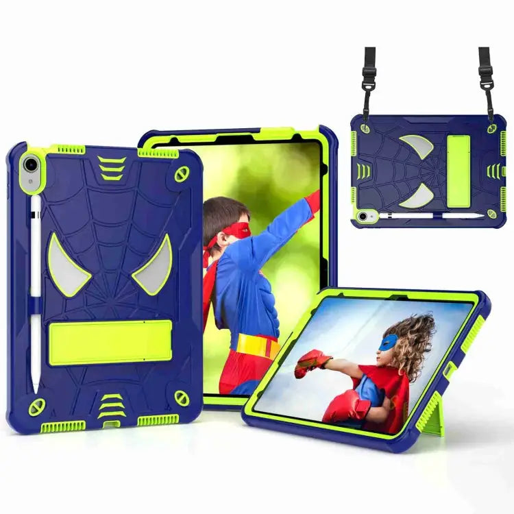 Spider Texture Silicone Hybrid PC Tablet Case with Shoulder Strap For iPad 10th Gen 10.9 2022 For iPad Pro 11 2021