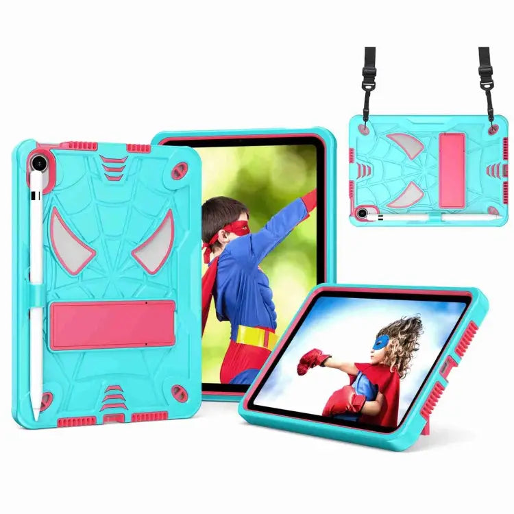 Spider Texture Silicone Hybrid PC Tablet Case with Shoulder Strap For iPad 10.2 2021 / 2020 / 2019 For iPad mini 6