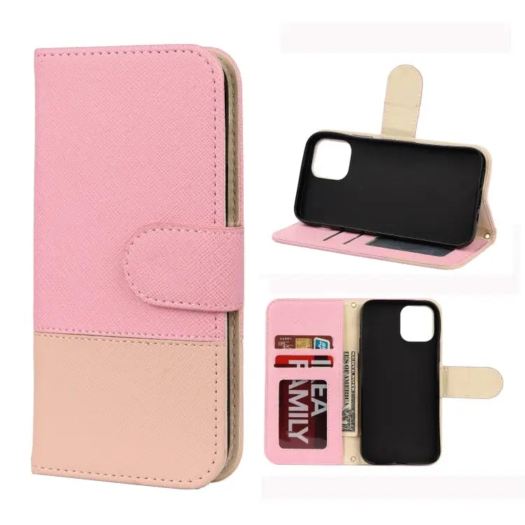 Splicing Color Horizontal Flip Leather Case with Holder & Photo Frame & Card Slots & Wallet For iPhone 12 Pro Max