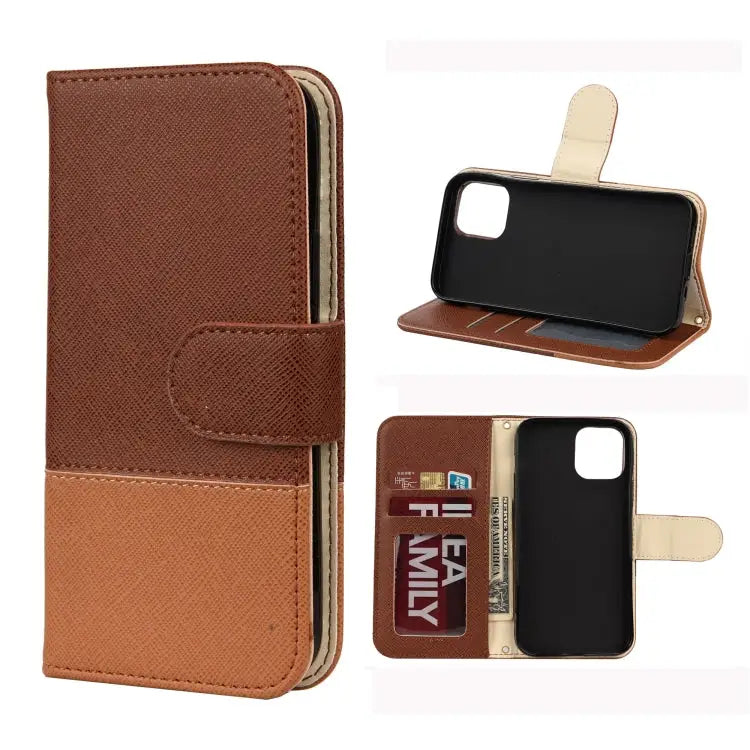 Splicing Color Horizontal Flip Leather Case with Holder & Photo Frame & Card Slots & Wallet For iPhone 12 Pro Max