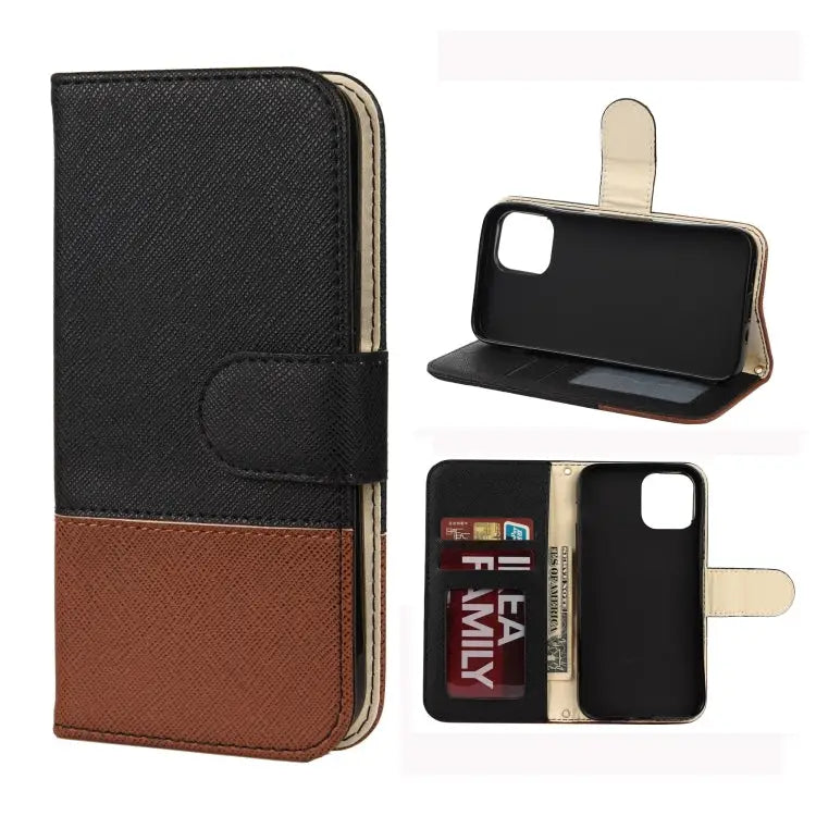 Splicing Color Horizontal Flip Leather Case with Holder & Photo Frame & Card Slots & Wallet For iPhone 12 mini