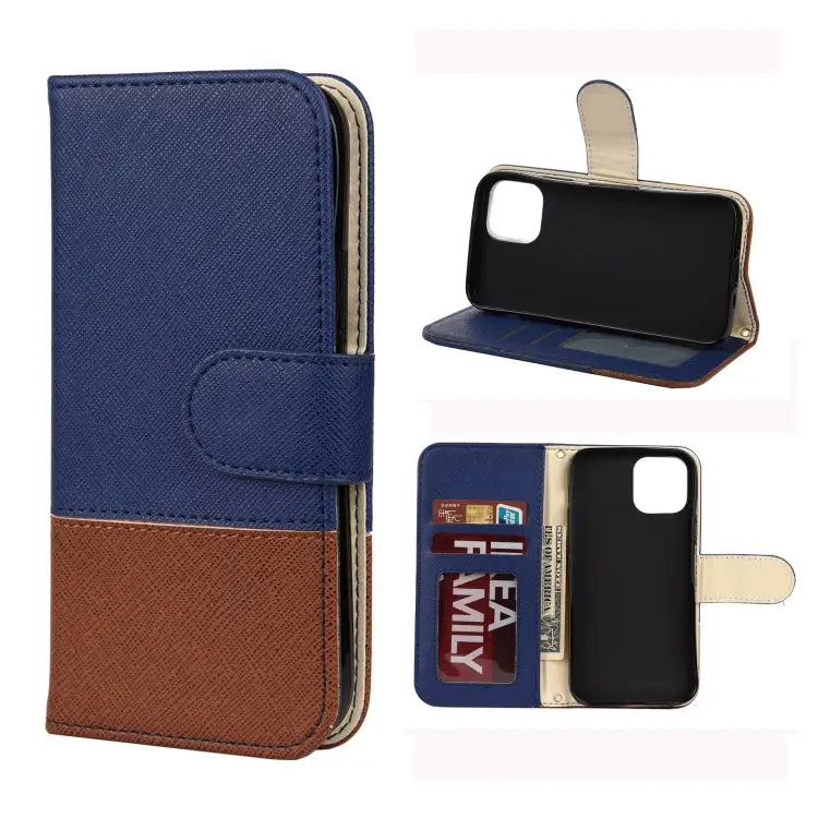 Splicing Color Horizontal Flip Leather Case with Holder & Photo Frame & Card Slots & Wallet For iPhone 12 mini