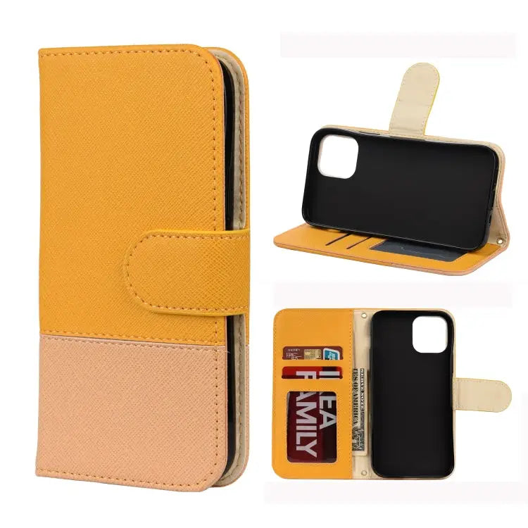 Splicing Color Horizontal Flip Leather Case with Holder & Photo Frame & Card Slots & Wallet For iPhone 12 mini