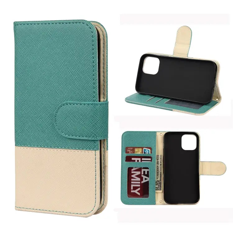 Splicing Color Horizontal Flip Leather Case with Holder & Photo Frame & Card Slots & Wallet For iPhone 12 mini
