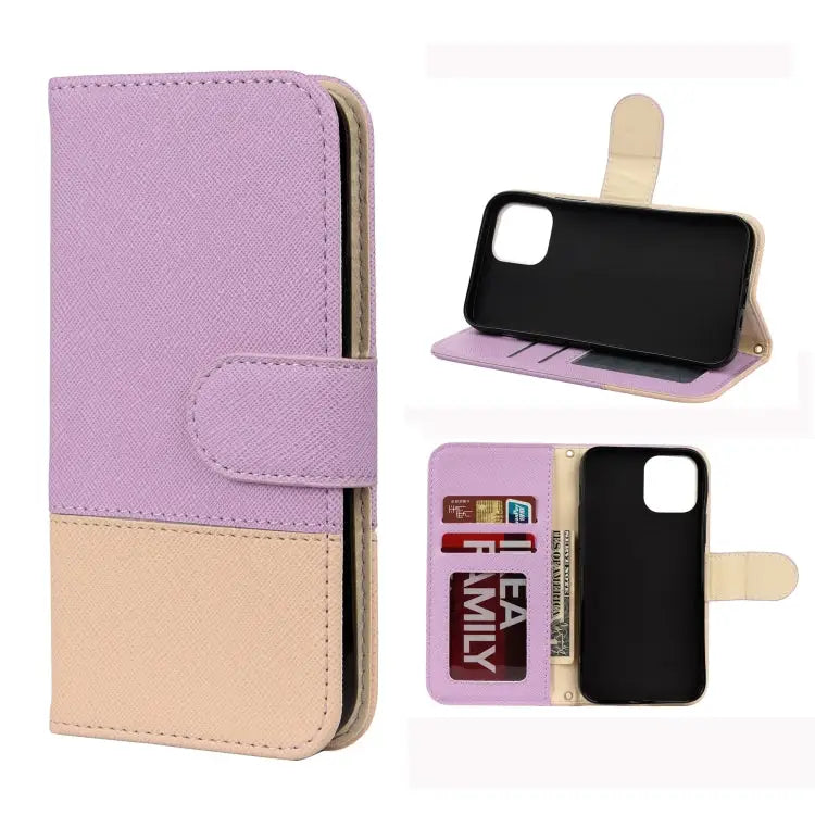 Splicing Color Horizontal Flip Leather Case with Holder & Photo Frame & Card Slots & Wallet For iPhone 12 mini