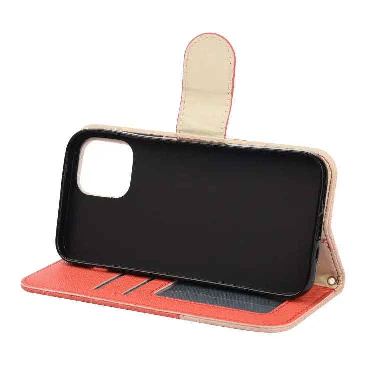 Splicing Color Horizontal Flip Leather Case with Holder & Photo Frame & Card Slots & Wallet For iPhone 12 mini