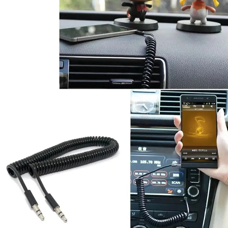 Spring Coiled 3.5mm Aux Cable Compatible with Phones Tablets Headphones MP3 Player Car/Home Stereo & More Length: 45cm
