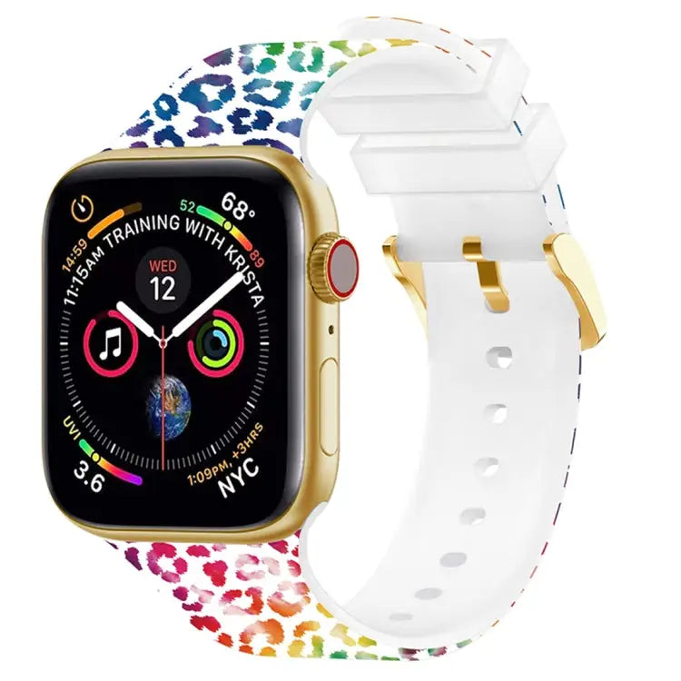 Square Buckle Color Printing Watch Band For Apple Watch Series 7 45mm / 6&SE&5&4 44mm / 3&2&1 42mm - 7 45mm / 6&SE&5&4