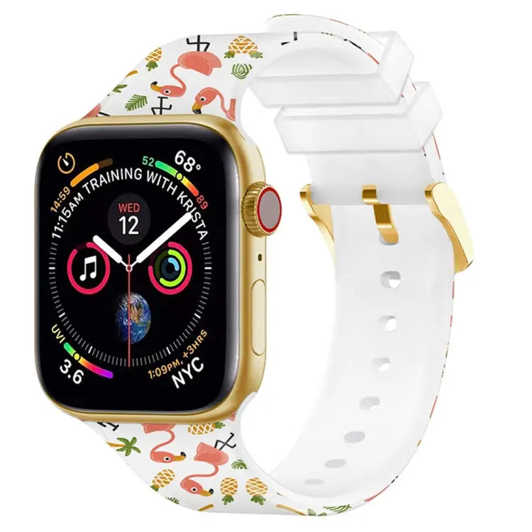 Square Buckle Color Printing Watch Band For Apple Watch Series 7 45mm / 6&SE&5&4 44mm / 3&2&1 42mm - 7 45mm / 6&SE&5&4
