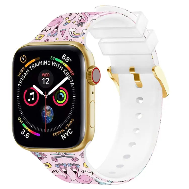 Square Buckle Color Printing Watch Band For Apple Watch Series 7 45mm / 6&SE&5&4 44mm / 3&2&1 42mm - 7 45mm / 6&SE&5&4