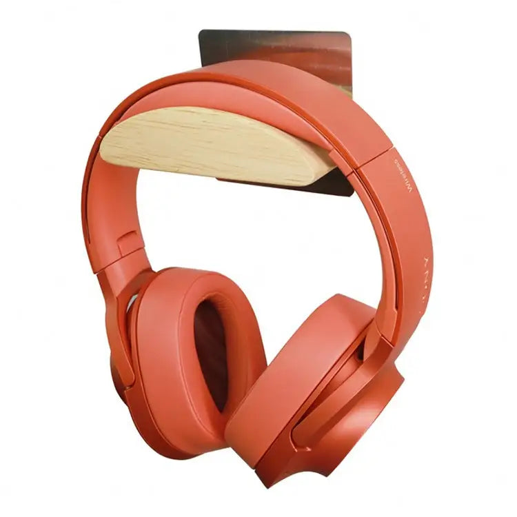Square Stainless Steel Patch + Solid Wood Wall-mounted Headset Holder PC2920A PC2920B - PC2920A