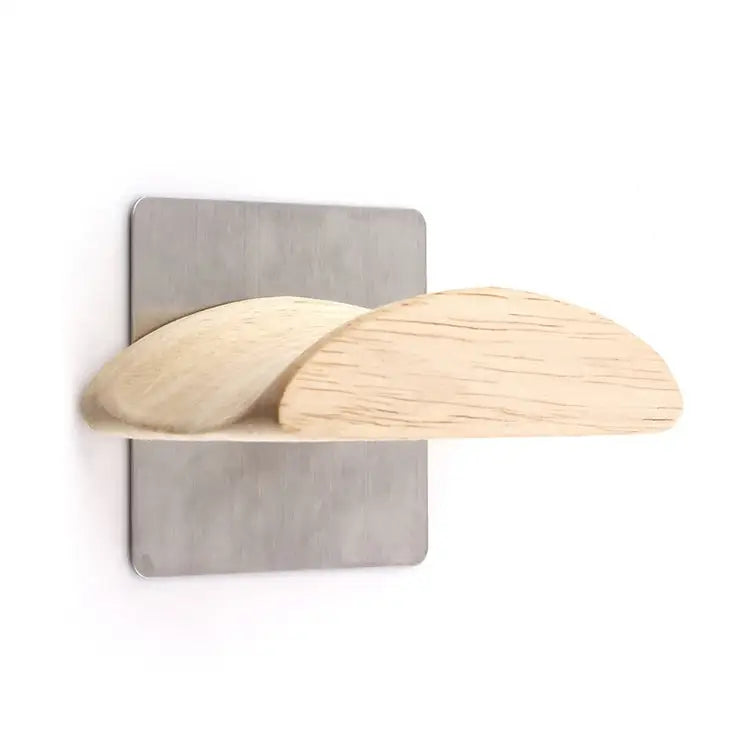 Square Stainless Steel Patch + Solid Wood Wall-mounted Headset Holder PC2920A PC2920B - PC2920A