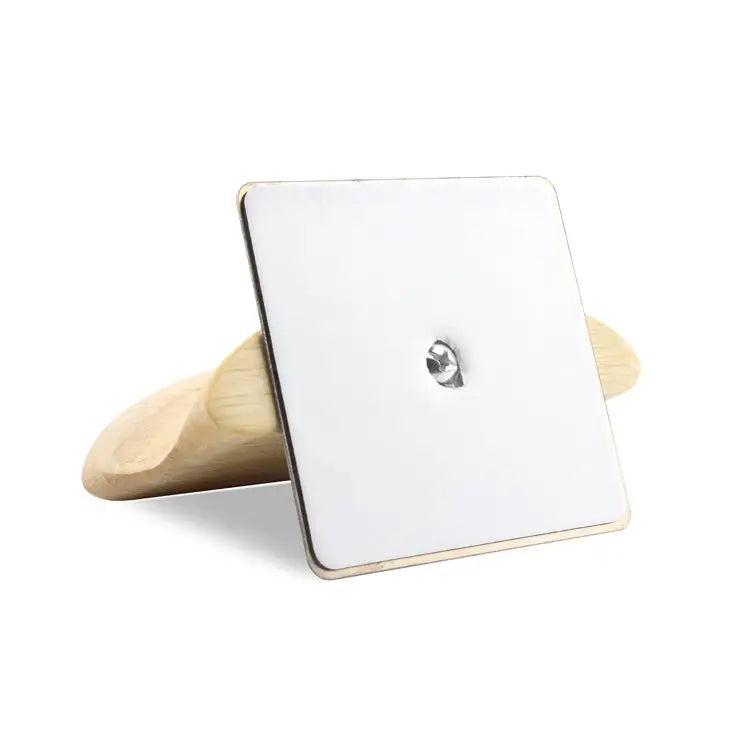 Square Stainless Steel Patch + Solid Wood Wall-mounted Headset Holder PC2920A PC2920B - PC2920A