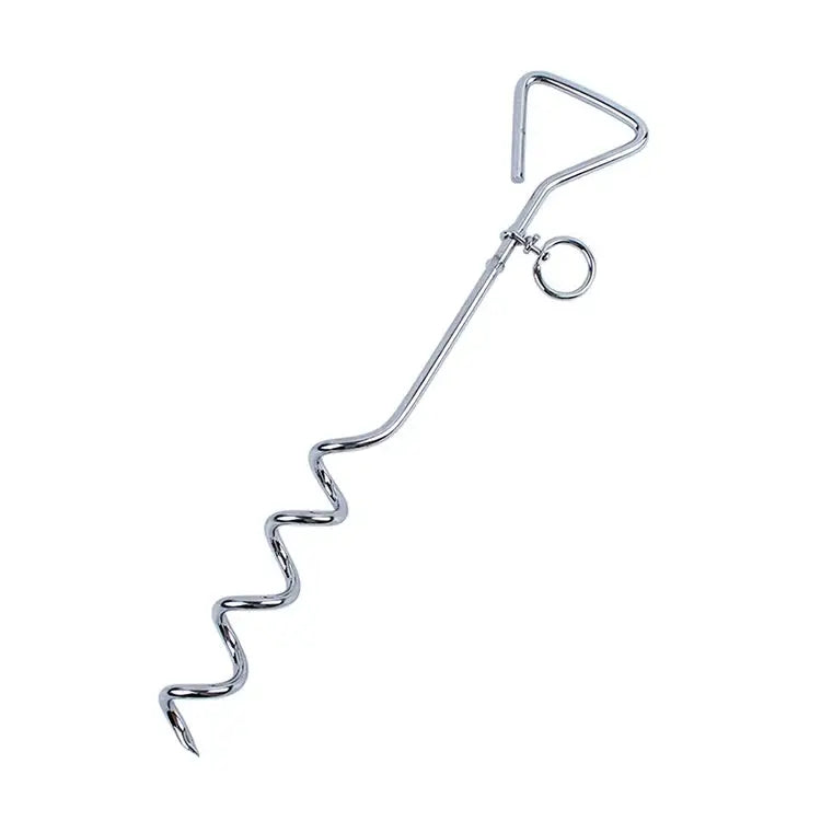 Stainless Steel Dog Spiral Tie Out 360 Degree Rotation Anti Wrap Fixed Pile Outdoor Camping Stake Size:42cm*8mm