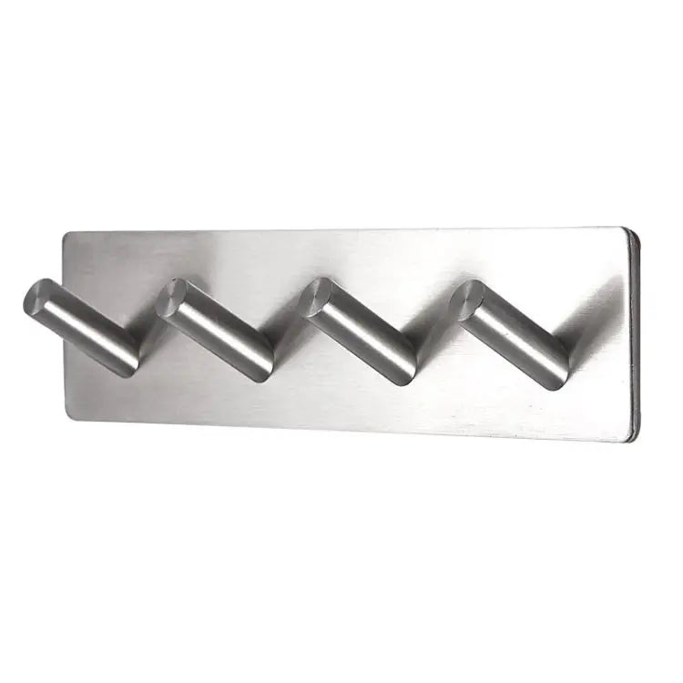 Stainless Steel Four Oblique Row Hook Bathroom Non-perforated Storage Clothes Rack Four Oblique Row Hook - Four Oblique