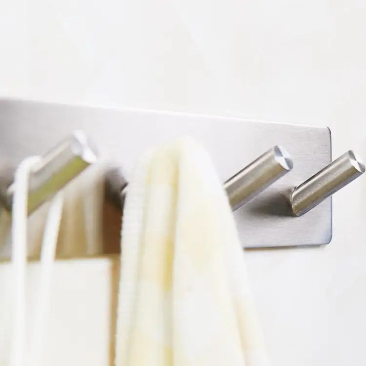 Stainless Steel Four Oblique Row Hook Bathroom Non-perforated Storage Clothes Rack Four Oblique Row Hook - Four Oblique
