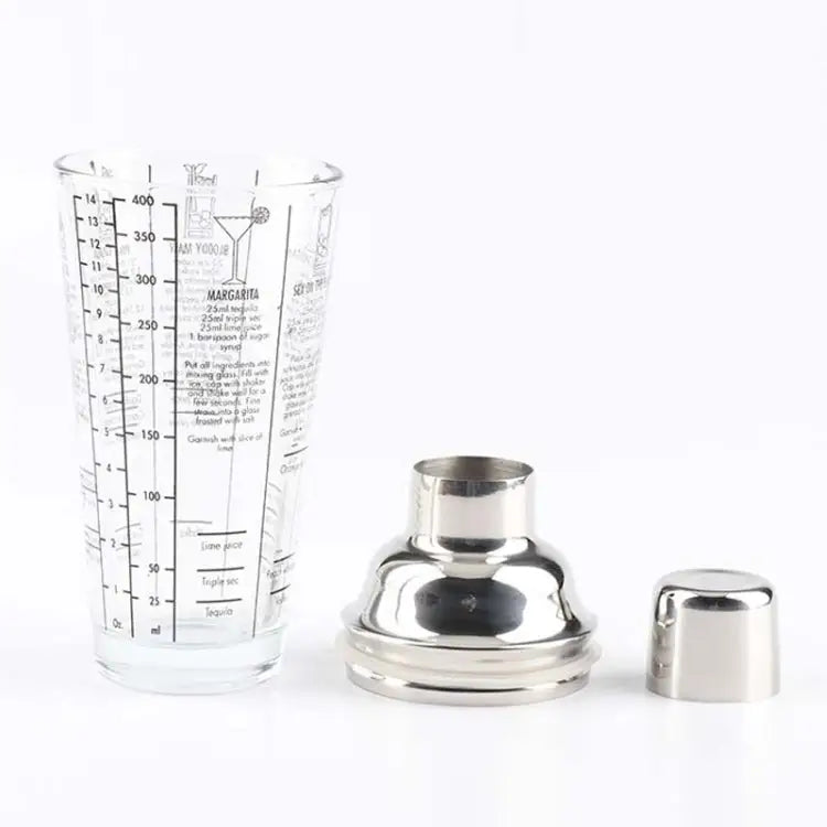 Stainless Steel Glass Cocktail Shaker Tools Milk Tea Cup with Scale Capacity: 450ml 450ml Cocktail Shaker - 450ml