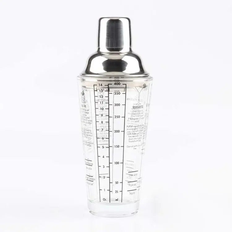 Stainless Steel Glass Cocktail Shaker Tools Milk Tea Cup with Scale Capacity: 450ml 450ml Cocktail Shaker - 450ml