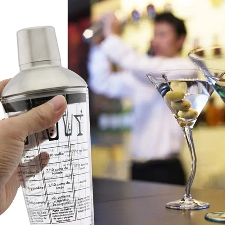 Stainless Steel Glass Cocktail Shaker Tools Milk Tea Cup with Scale Capacity: 450ml 450ml Cocktail Shaker - 450ml