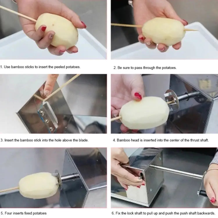 Stainless Steel Manual Spiral Tornado Tower Hand Shake Potato Rotary Chips Twister Slicer Cutter Hand Shake - Hand Shake