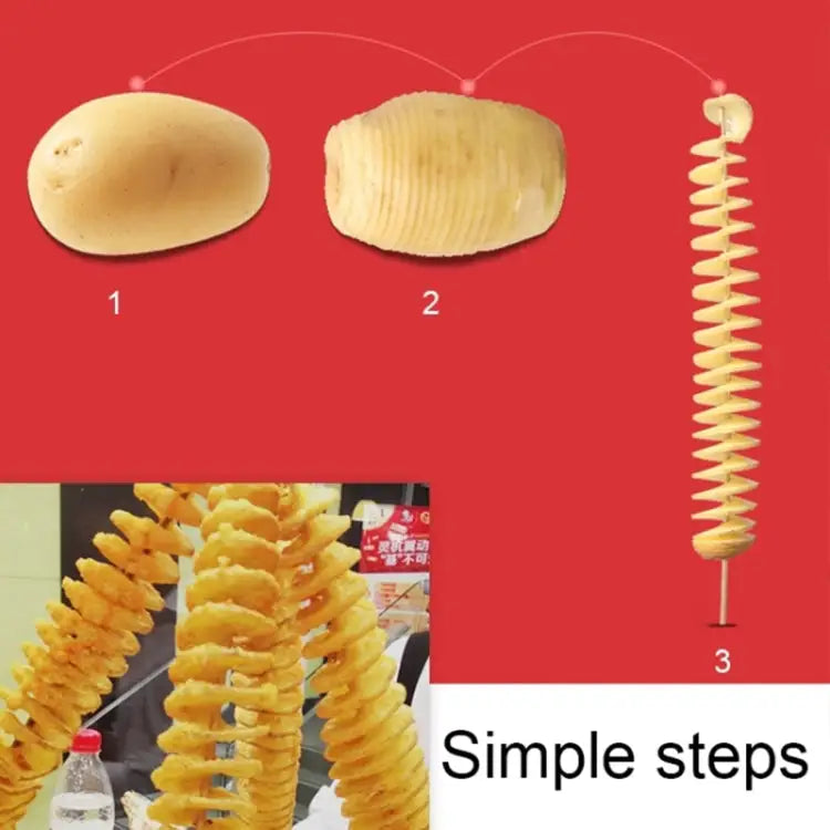 Stainless Steel Manual Spiral Tornado Tower Hand Shake Potato Rotary Chips Twister Slicer Cutter Hand Shake - Hand Shake