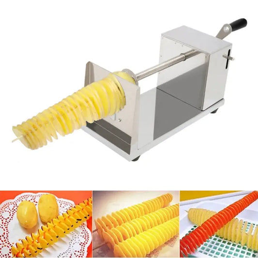 Stainless Steel Manual Spiral Tornado Tower Hand Shake Potato Rotary Chips Twister Slicer Cutter Hand Shake - Hand Shake