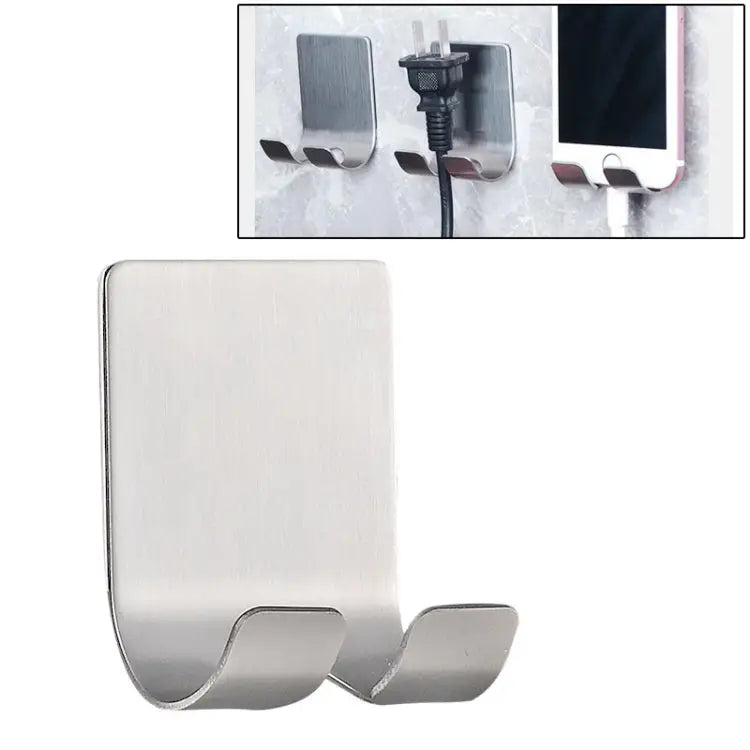 Stainless Steel Plug Power Cord Hook Bathroom Non-perforated Storage Rack Size: 61x45mm Stainless Steel Plug Power Cord